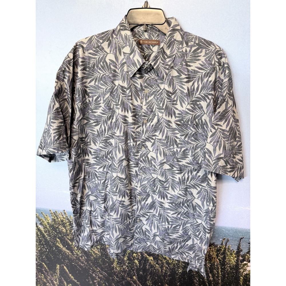 Tori Richard Hawaiian Shirt Mens XL Black Floral Aloha Short Sleeve Button